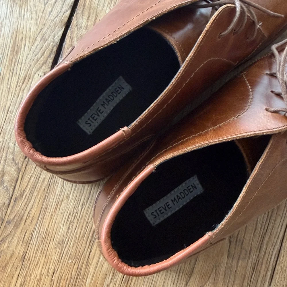 Steve Madden mens Hestonn Chukka lace up leather ankle shoe boot size 16 camel - Picture 5 of 7